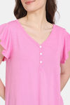 Zivame Summer Thyme Knit Cotton Top - Begonia pink — thumbnail 5